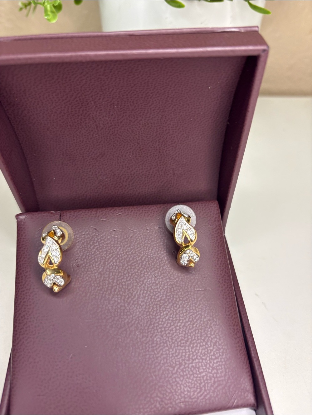 Swaravescy Gold Tone Crystal Pave Twisted Half Hoop Earrings